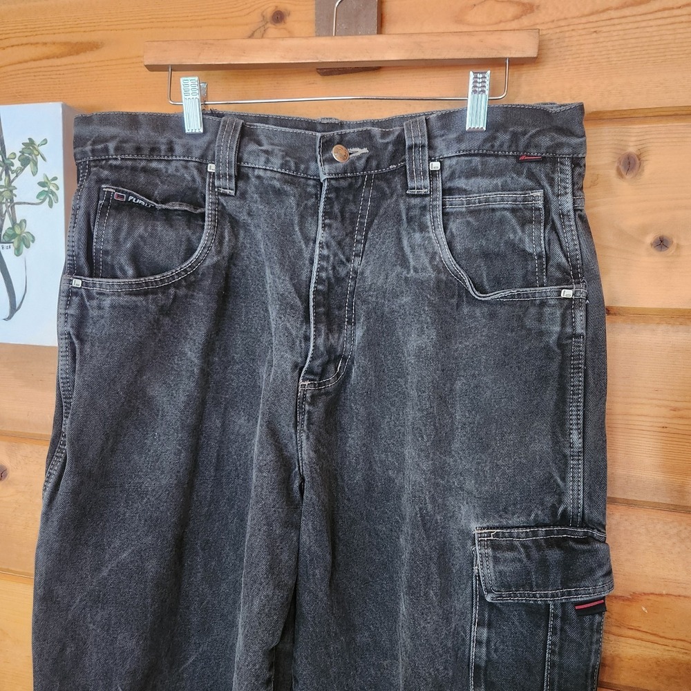 FUBU Jeans Collection Denim Carpenter Streetwear Hip Hop Urban Vintage Sz 36 X32 - Picture 2 of 7
